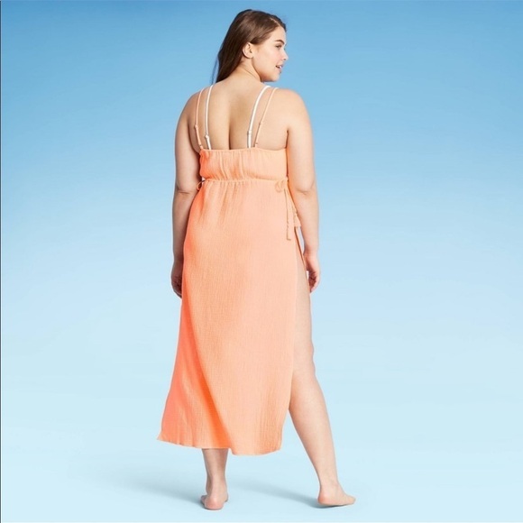 Midi Cover Up Dress - Xhilaration Neon Peach M NWT - Picture 4 of 8